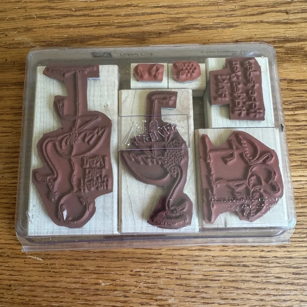Stampin Up Tickled Pink Wood Mounted Rubber Stamp‎ Set Flamingo 2002 Set of 6
